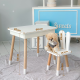 Дитячий столик з відкидним верхом 53х60х45 і стільчик зайчик 26.5х26х25, стіл та стілець для дітей до 7 років, білий