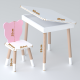 Стіл прямокутний з відкидним ящиком 53х60х45 і стілець медведик 26.5х26х25, комплект для дівчачої кімнати, рожевий з білим