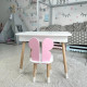 Дитячий столик з відкидним верхом 53х60х45 і стільчик метелик 26.5х26х25, стіл та стілець для дітей до 7 років, білий з рожевим