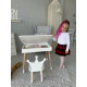 Столик з відкидним верхом 53х60х45 і стільчик корона 26.5х26х25, стіл та стілець для дітей від 1 року, білий