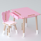 Стіл прямокутний з шухлядою 46х60х45 і стілець медвежа 26.5х26х25, столик та стільчик для дитячої кімнати, рожевий з білим