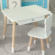 Стіл прямокутний з висувним ящиком 46х60х45 і стілець медвежа 26.5х26х25, столик та стільчик в дитячу, білий