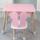 Стіл прямокутний з ящиком для речей 46х60х45 і стілець метелик 26.5х26х25, столик та стільчик в дитячу, рожевий з білим