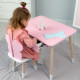 Стіл прямокутний з ящиком для речей 46х60х45 і стілець метелик 26.5х26х25, столик та стільчик в дитячу, рожевий з білим