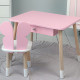 Стіл прямокутний з ящиком для речей 46х60х45 і стілець метелик 26.5х26х25, столик та стільчик в дитячу, рожевий з білим
