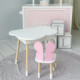 Столик хмаринка з нішею 54х68х50 і стільчик метелик 26.5х26х25, стіл та стілець в дитячу, білий з рожевим
