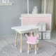 Столик хмаринка з зручною нішею 54х68х50 і стільчик корона 26.5х26х25, стіл та стілець в дитячу, білий з рожевим