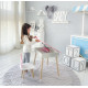 Столик хмаринка з відкидною нішею 54х68х50 і стільчик корона 26.5х26х25, стіл та стілець в дитячу, рожевий з білим