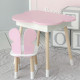 Столик хмаринка з нішею 54х68х50 і стільчик спинка в формі метелика 26.5х26х25, стіл та стілець в дитячу, рожевий з білим