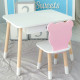 Стіл прямокутний з шухлядою 46х60х45 і стілець мордочка медвежа 26.5х26х25, комплект для дитячої кімнати, білий з рожевим