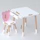 Стіл прямокутний з шухлядою 46х60х45 і стілець мордочка медвежа 26.5х26х25, комплект для дитячої кімнати, білий з рожевим
