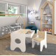 Столик та стільчик для дитини 70×45×51, дитячий гральний стіл та стілець, білий з деревом