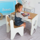 Набір дитячих меблів столик з ящиком та стільчик 70×45×51, стіл та стілець для дітей, білий з деревом