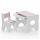 Набір дитячих меблів столик з ящиком та стільчик 70×45×51, стіл та стілець для дітей, білий з рожевим