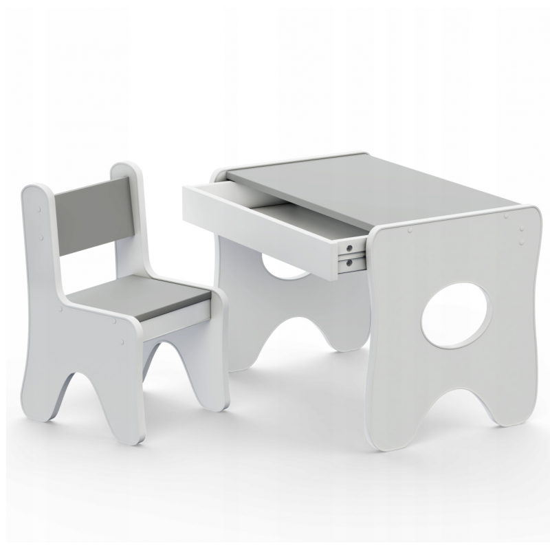 Комплект дитячих меблів столик та стільчик 70×45×51, стіл та стілець у дитячу, білий з сірим