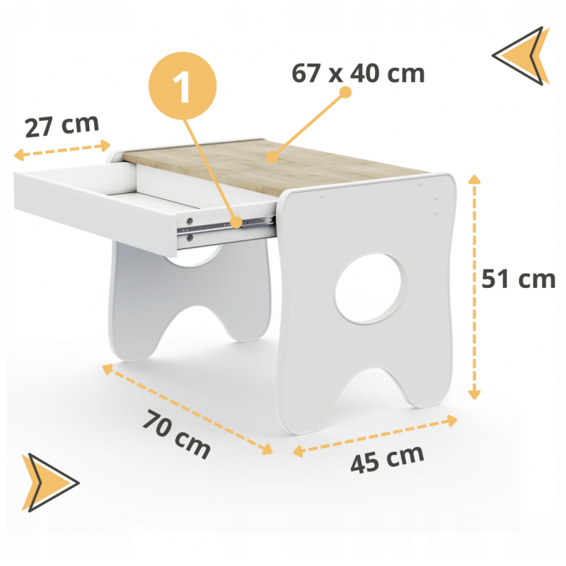 Комплект дитячих меблів столик та стільчик 70×45×51, стіл та стілець у дитячу, білий з сірим