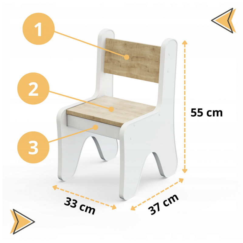 Комплект дитячих меблів столик та стільчик 70×45×51, стіл та стілець у дитячу, білий з сірим