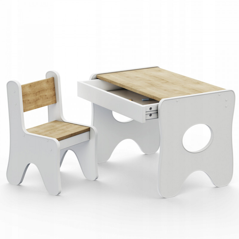Стільчик в дитячу кімнату 55×37×33 дитячий зручний стілець для ігор, білий з деревом