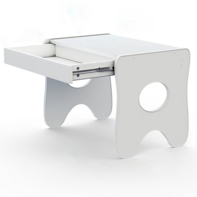 Зручний столик у дитячу кімнату 70×45×51, дитячий ігральний стіл із ящиком, білий
