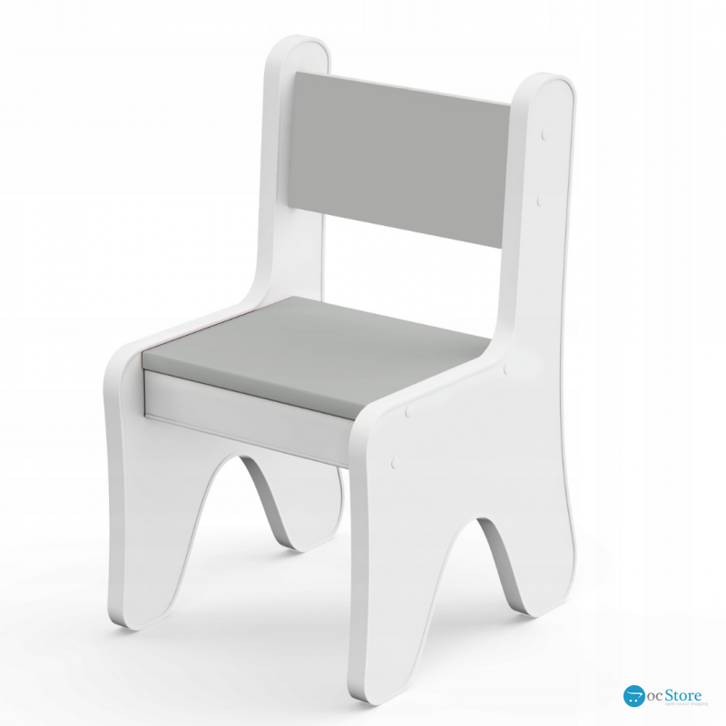 Стільчик для дитячої кімнати 55×37×33 дитячий зручний стілець для ігор, білий з сірим