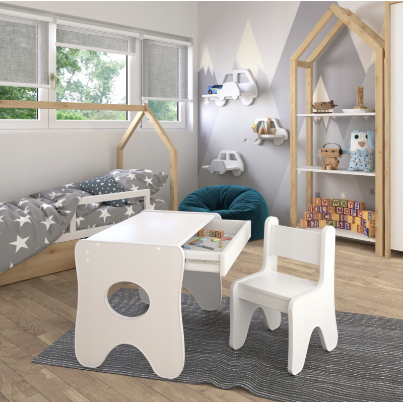 Стільчик для дитячої кімнати 55×37×33 дитячий зручний стілець для ігор, білий