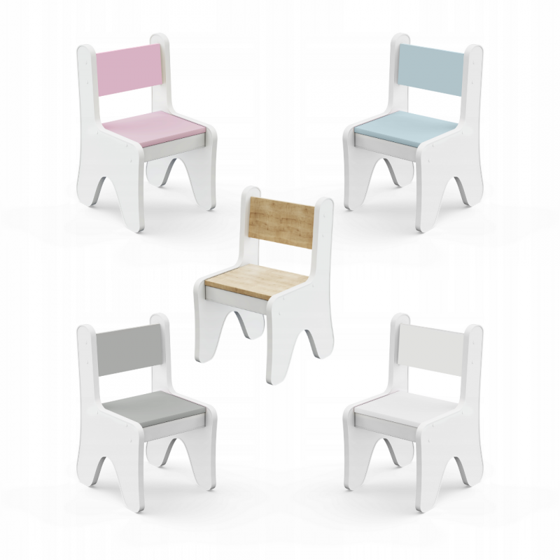 Стільчик для дитячої кімнати 55×37×33 дитячий зручний стілець для ігор, білий