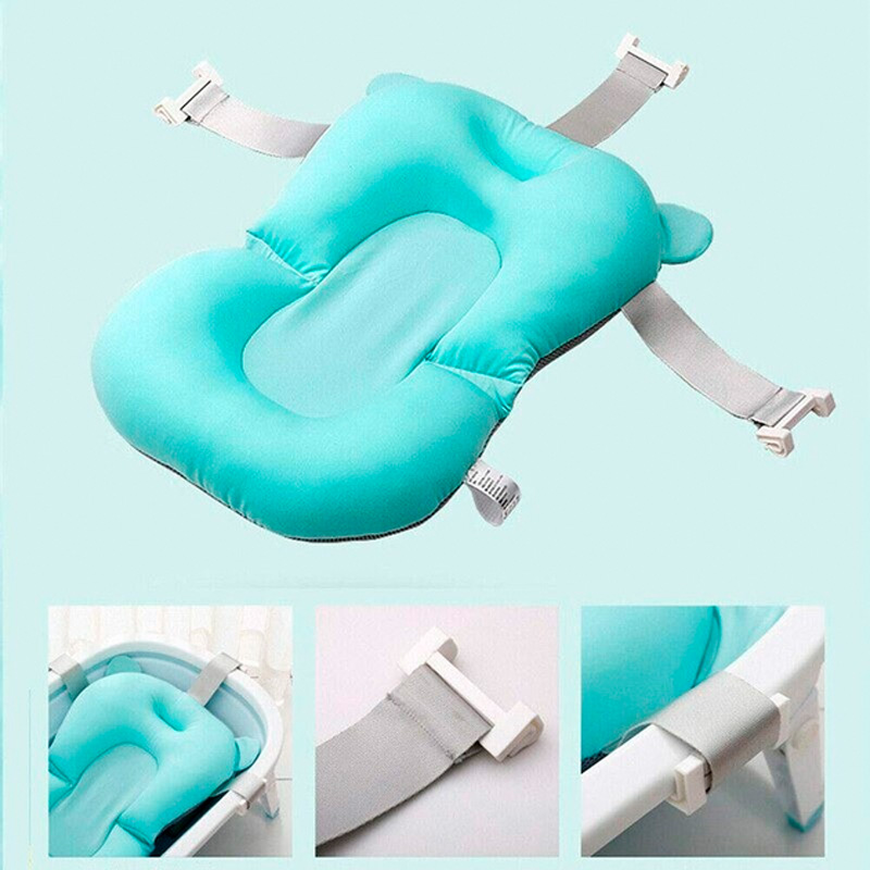 Матрасик коврик для ребенка в ванночку с креплениями Bestbaby 340 Blue Bears