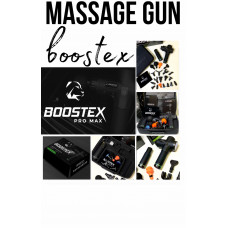 Ударний перкусійний масажер Boostex (massage gun) – 30 режимів, 21 насадка, акумулятор 2500 мАг, кейс