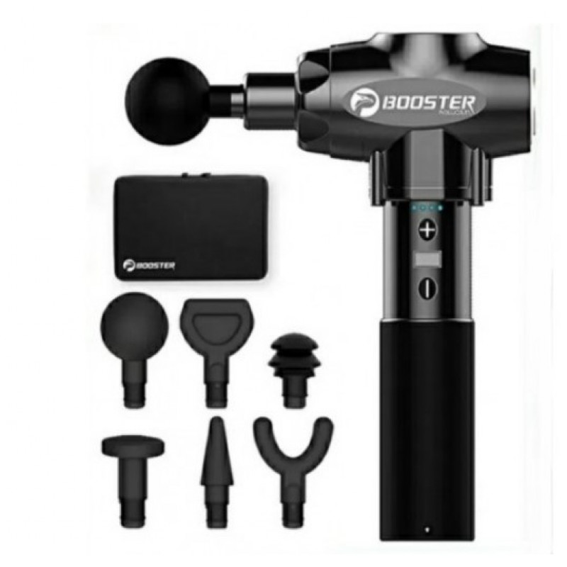 Професійний перкусійний масажер для м'язів Booster E (24V) Чорний — ударний пістолет для зняття напруги та болю.