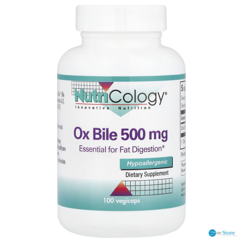 Екстракт бичачої жовчі, Ox Bile, Nutricology, 500 мг, 100 капсул
