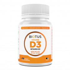 Вітамін D3, Vitamin D3, Biotus, 25 мкг (1000 МО), 60 капсул