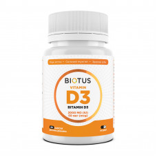 Вітамін D3, Vitamin D3, Biotus, 2000 МО, 60 капсул