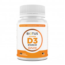 Вітамін D3, Vitamin D3, Biotus, 125 мкг (5000 МО), 60 капсул