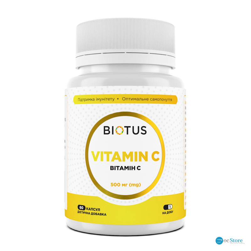 Вітамін С, Vitamin C, Biotus, 500 мг, 60 капсул