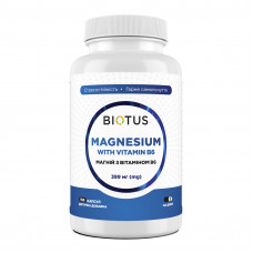 Магній з вітаміном В6, Magnesium with Vitamin B6, Biotus, 399 мг, 150 капсул