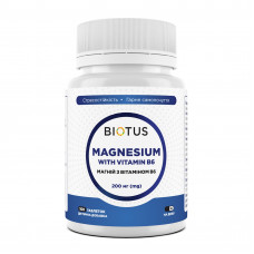 Магній з вітаміном В6, Magnesium with Vitamin B6, Biotus, 200 мг, 100 таблеток