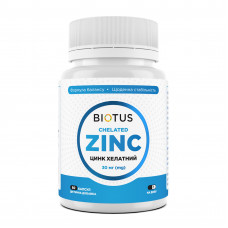 Хелатний цинк, Chelated Zinc, Biotus, 30 мг, 60 капсул