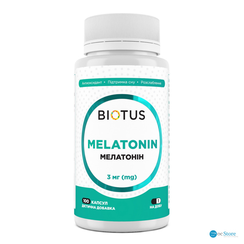 Мелатонін, Melatonin, Biotus, 3 мг, 100 капсул