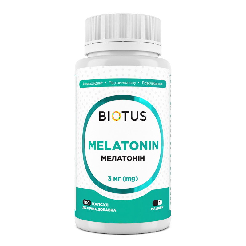 Мелатонін, Melatonin, Biotus, 3 мг, 100 капсул