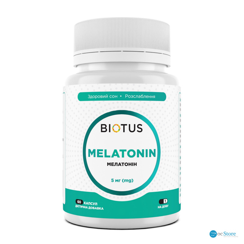 Мелатонін, Melatonin, Biotus, 5 мг, 60 капсул