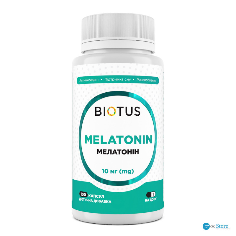 Мелатонін, Melatonin, Biotus, 10 мг, 100 капсул