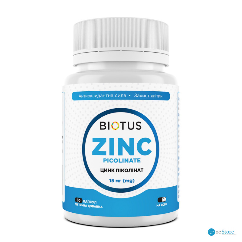 Цинк піколінат, Zinc Picolinate, Biotus, 15 мг, 60 капсул