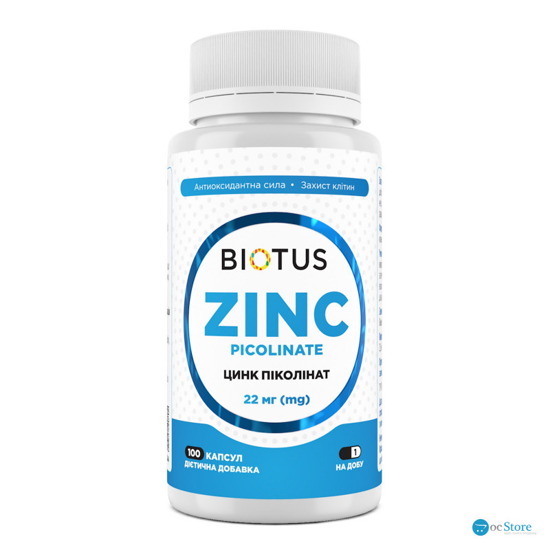 Цинк піколінат, Zinc Picolinate, Biotus, 22 мг, 100 капсул