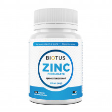 Цинк піколінат, Zinc Picolinate, Biotus, 22 мг, 60 капсул