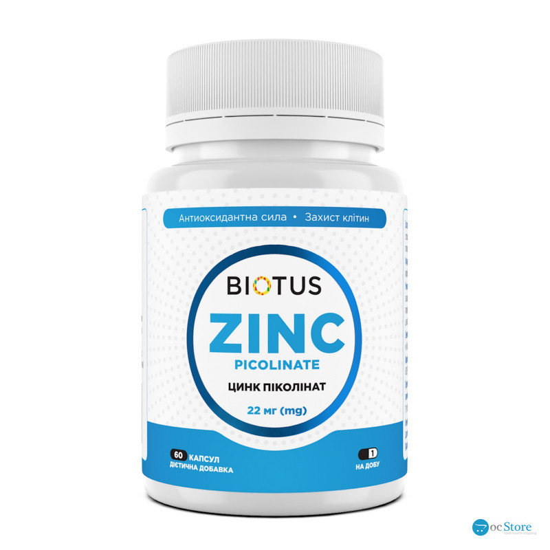 Цинк піколінат, Zinc Picolinate, Biotus, 22 мг, 60 капсул