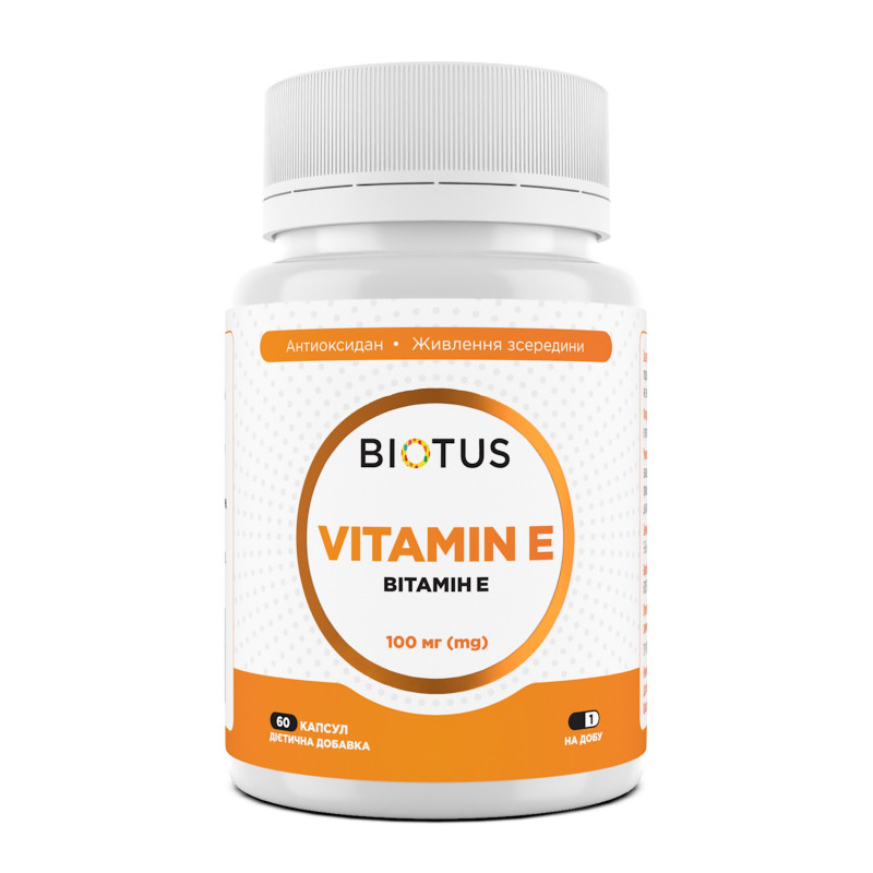 Вітамін Е, Vitamin Е, Biotus, 100 мг, 60 капсул