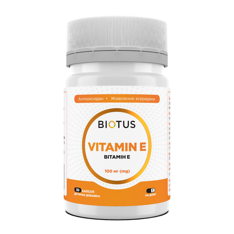 Вітамін Е, Vitamin Е, Biotus, 100 мг, 30 капсул