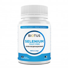 Селен без дріжджів, Selenium, Biotus, 400 мкг, 60 капсул