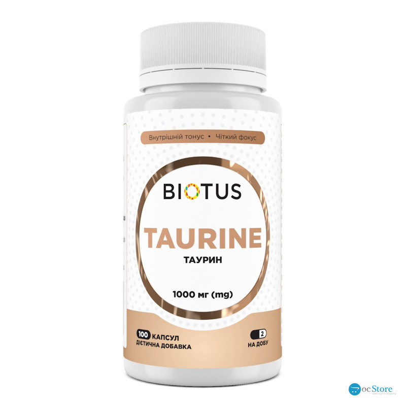 Таурін, Taurine, Biotus, 1000 мг, 100 капсул
