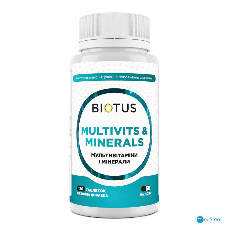 Мультивітаміни та мінерали, Multivits & Minerals, Biotus, 120 таблеток
